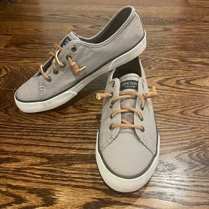 Slip-on Sperry sneakers -grey and white with leather detailing Women’s 8